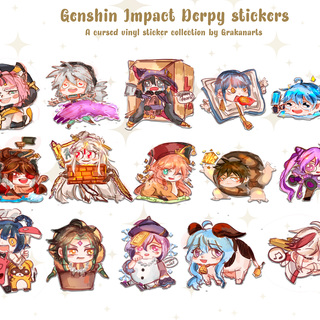 Genshin Impact Derpy Vinyl Stickers Part 2