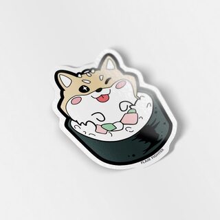 Vinyl Sticker Cream Shiba Inu Maki Sushi Roll