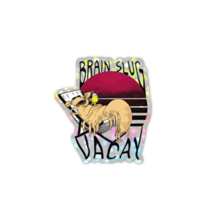 Brain Slug Vacay Glitter Sticker