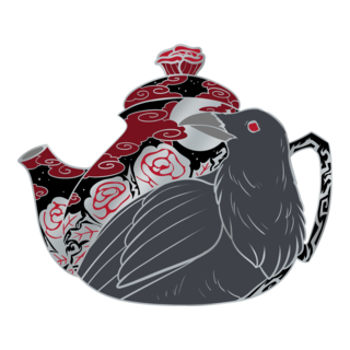 Raven Teapot Enamel Pin