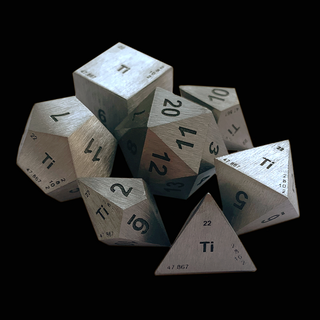 100% Solid Titanium Polyhedral Dice Set