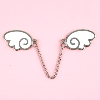 Angel Wings Silver/White Enamel Pin