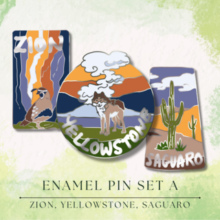 Pin Set | A - Zion, Yellowstone, Saguaro