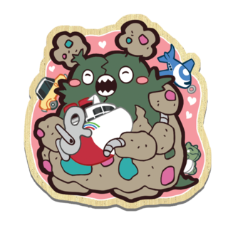 Garbage monster wooden pin