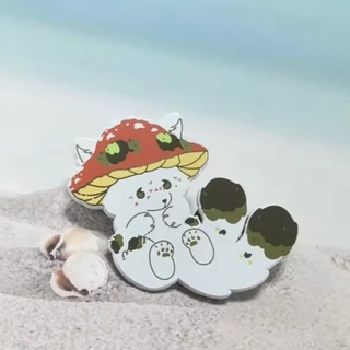 Clover the mushroom fox enamel pin