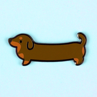 Weenie Dog Pin - Short Coat Bicolor Chocolate/Tan