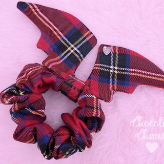 Red Tartan Bat Scrunchie