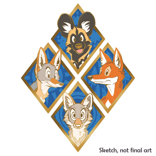 African canids pin set gold edition