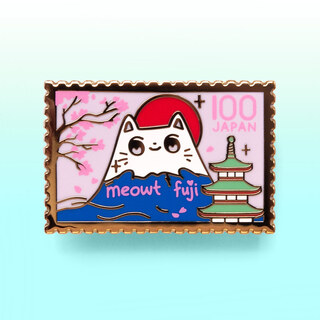 Enamel Pin Meowt Fuji Cat Stamp