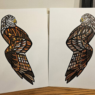 Original Paintings - Red and Black Kites