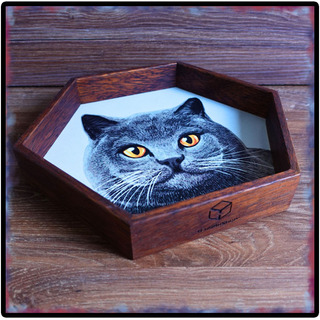Cat Wooden Dice Tray