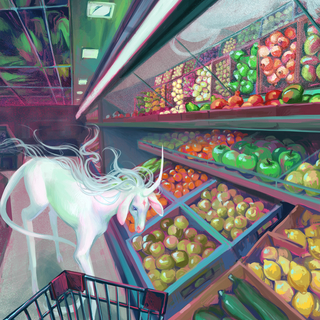 Unicorn In Grocery Store Print
