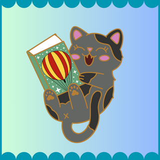 Cat with Balloon Book Pin