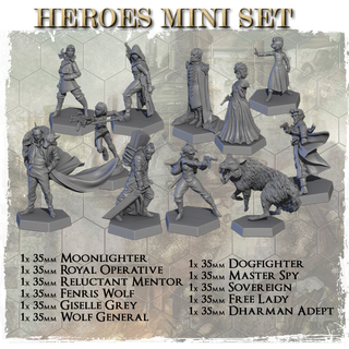CARBON GREY Heroes miniatures set (x11)