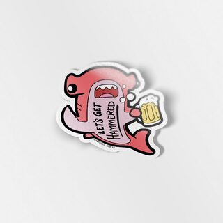 Vinyl Sticker Let's Get Hammered Hammerhead Shark (Pink Variant)