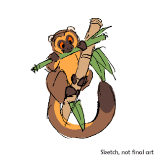 Golden bamboo lemur full body pin + sticker