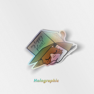 Holographic Vinyl Stickers My Happy Place Box (British Shorthair Cat)