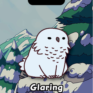 Sitting Snowy Owlbear Pin (014)