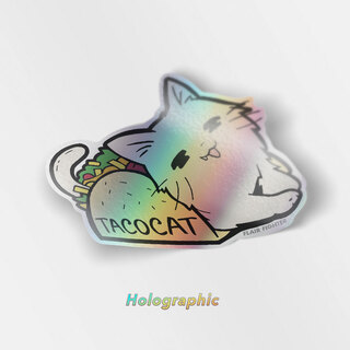 Holographic Vinyl Stickers Taco Cat