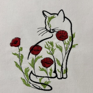 White cat with flowers banner