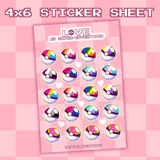 Love is Super Effective Sticker Sheet
