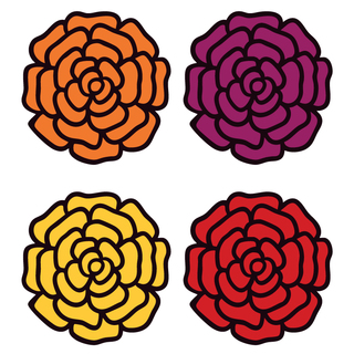 Day of the Dead- Marigold- 4pc 1" mini pin set