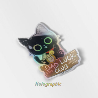 Holographic Vinyl Stickers Bad Luck Club Black Cat