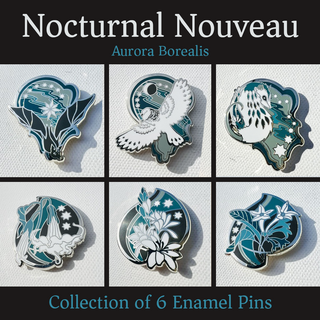 Nocturnal Nouveau Pins | Aurora Borealis Flora & Fauna Set