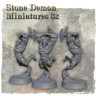 CARBON GREY stone demon miniatures set (x3)