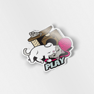 Vinyl Sticker PLAY (Ragdoll Cat)