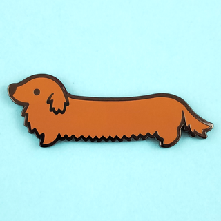 Weenie Dog Pin - Long Coat Solid Brown