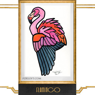 Framed Original Painting - Flamingo