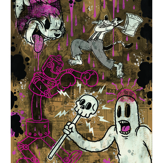 THE CARTOON CAT PINK 12X16 PRINT by Frank Forte