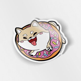 Vinyl Sticker Cream Shiba Inu Donut