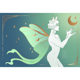 6x9 Luna Moth Foil Print