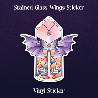 Stained Glass Wings Sticker - Vinyl Sticker - 3"