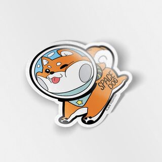 Vinyl Sticker Red Shiba Inu Space Dog