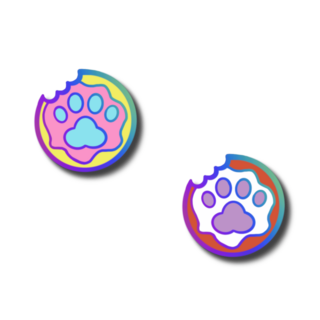 Treat Pin - Rainbow Metal Paw Cookie