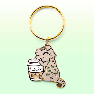 Keychain A Purrfect Start To The Day S*Bucks Version (Scottish Fold Cat)