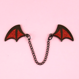 Demon Wings Black Nickel/Glitter Crimson Enamel Pin