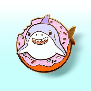 Enamel Pin Donut Shark