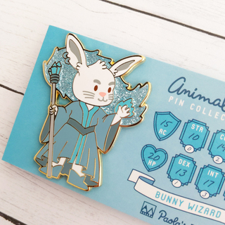 Bunny Wizard Enamel Pin w/Glitter