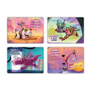 Dodos Riding Dinos crossover cards (Pátzcuaro, Neuroriders, Cosmic Cow Collectors)
