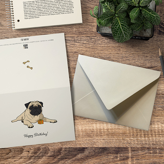 Pug Folding Card "Birthday"