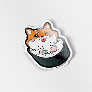 Vinyl Sticker Red Shiba Inu Maki Sushi Roll