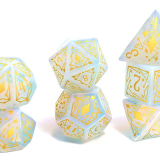Gold-painted Opalite Hexbound Dice