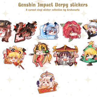 Genshin Impact Derpy Vinyl Stickers Part 3