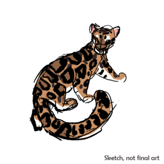 Clouded leopard full body pin + sticker