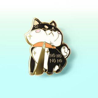 Enamel Pin Black & Tan Shiba Inu Stubborn NO NO NO NO