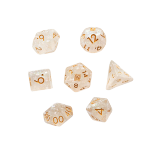 Dice Set 1 - Glittering White and Gold